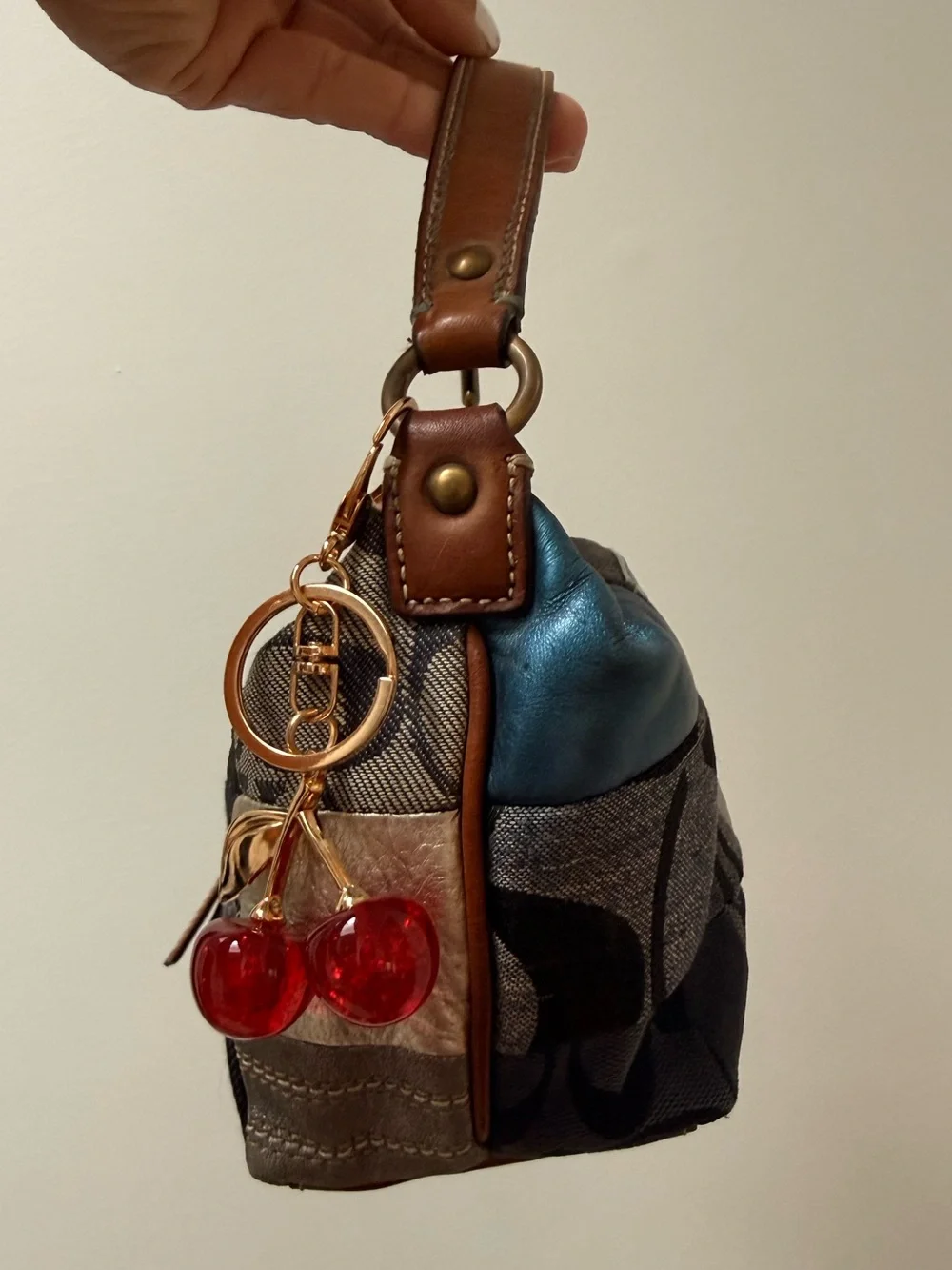 Coach Denim Patchwork Demi Shoulder Bag Purse RARE